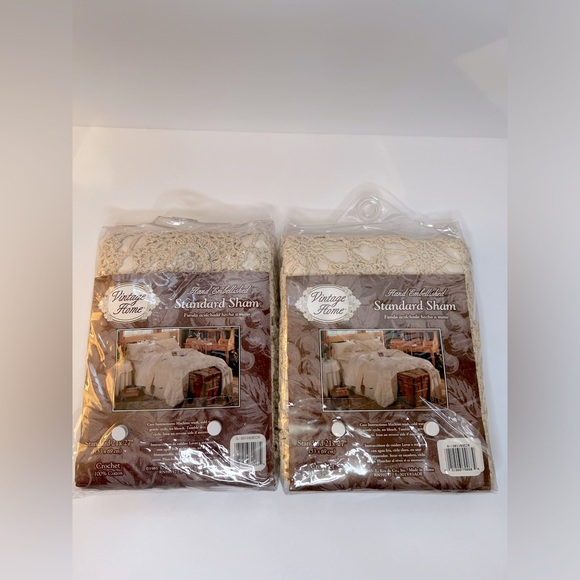 NWT Pair Vintage Home Standard Crochet Pillow Cases - Picture 2 of 3